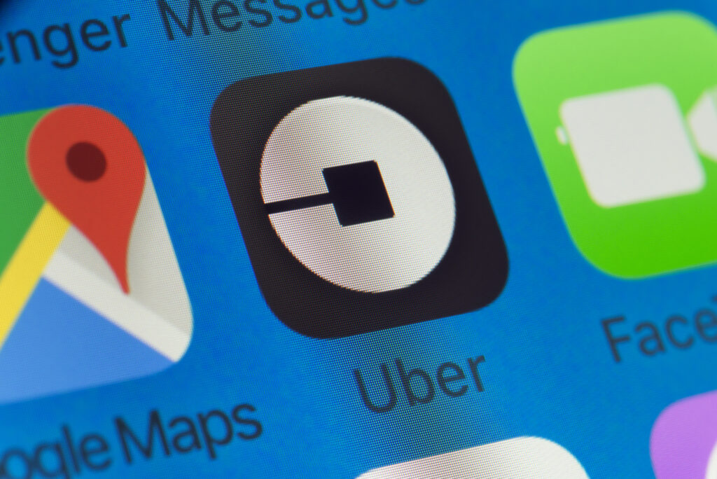 An Uber app on a smartphone.