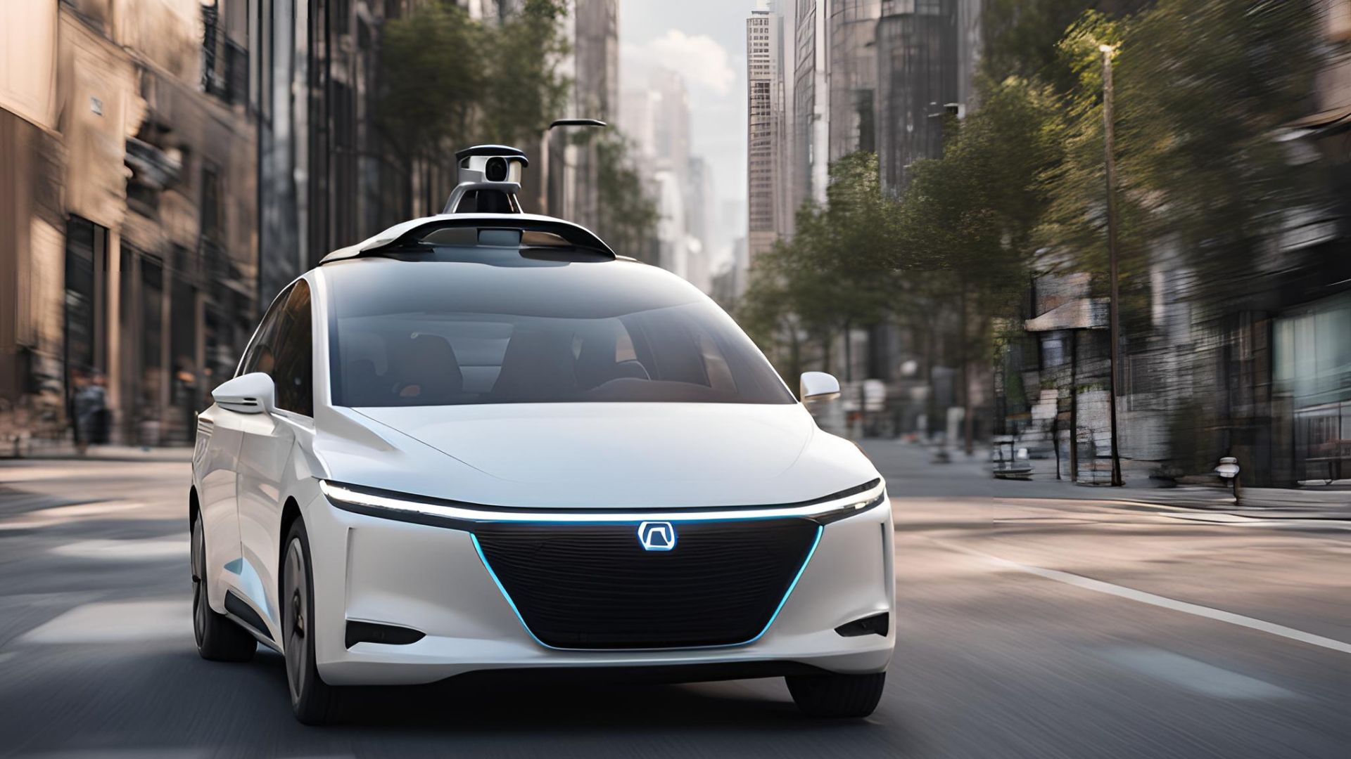 A white self-driving car in Los Angeles.