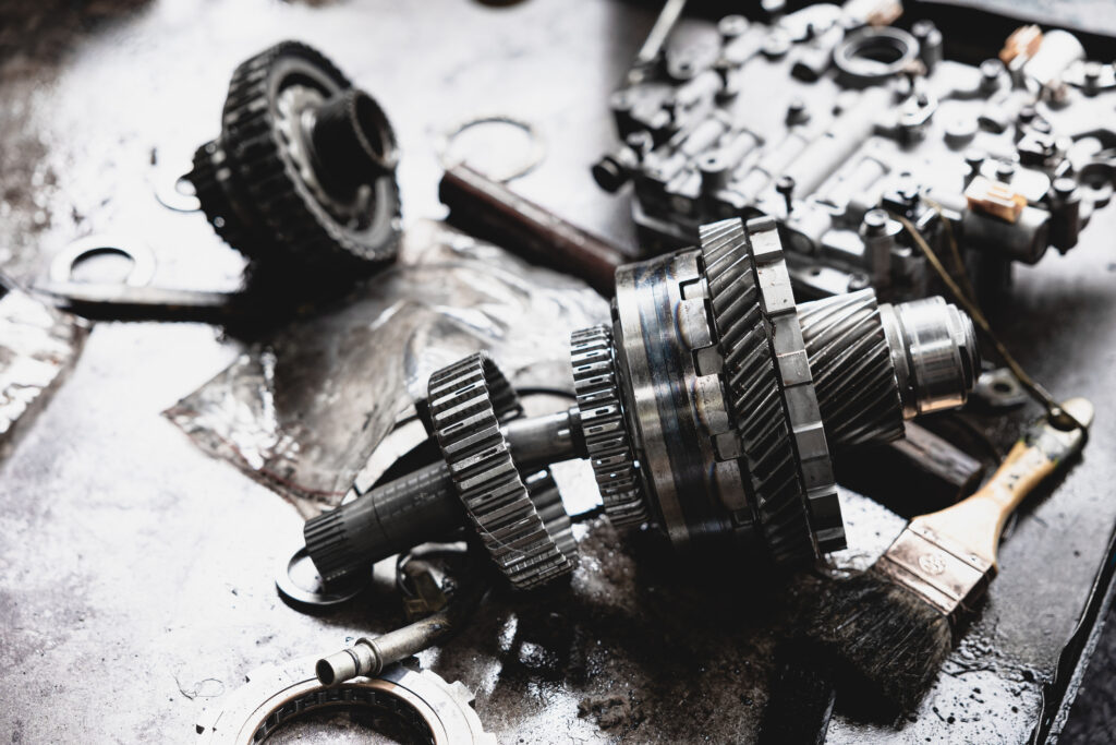 A broken car transmission.